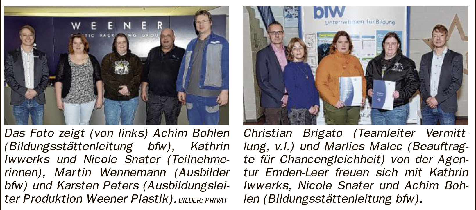 Zusammenarbeit von bfw und Weener Plastik