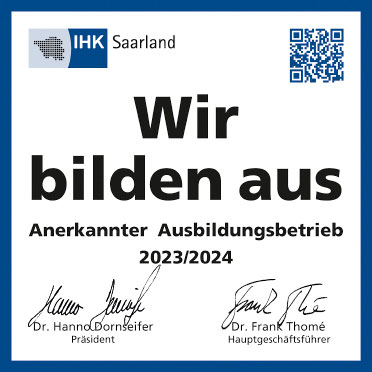 IHK Saarland anerkannter Ausbildungsbetrieb